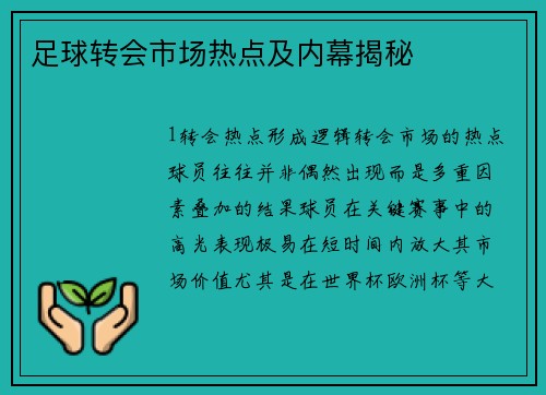 足球转会市场热点及内幕揭秘